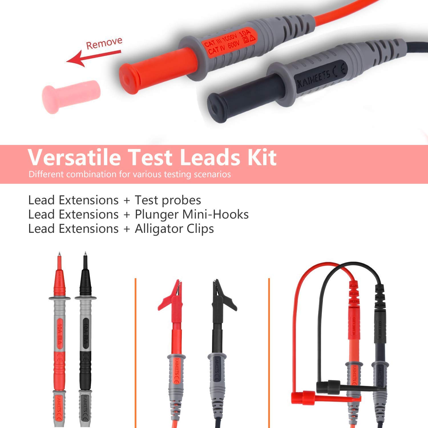 Durable P1300F Test Lead Kit Clip Kit pour la plupart de multimètre numérique 